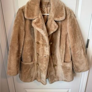 Sears Tan Teddy Jacket with Gold Buttons